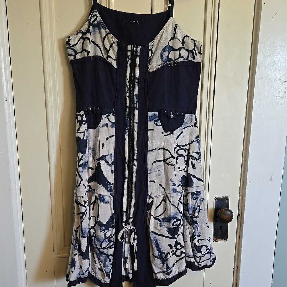 Women's Patternee Dress in Navy and White